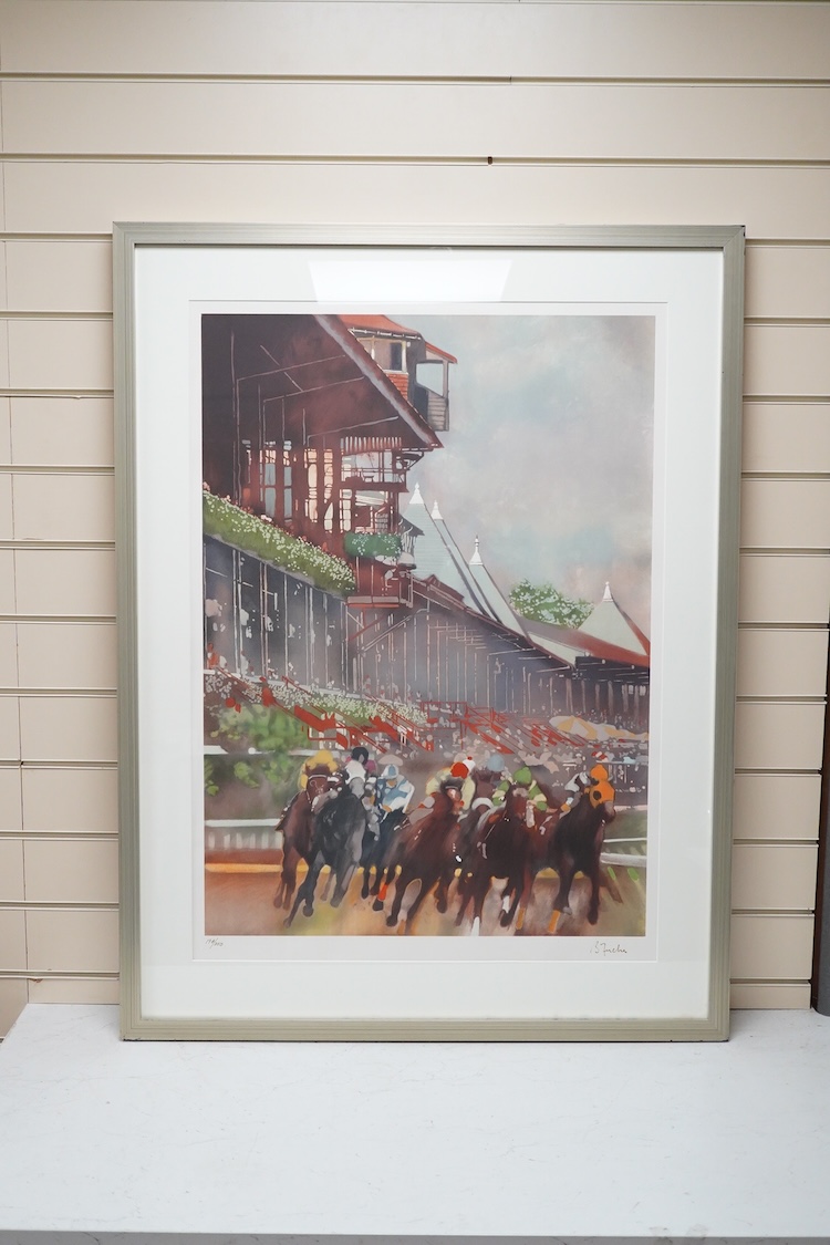 1744B. Fuchs, Saratoga Paddocks, Horse racing interest, signed in ink, limited edition colour print 194/350, 85 x 61cm